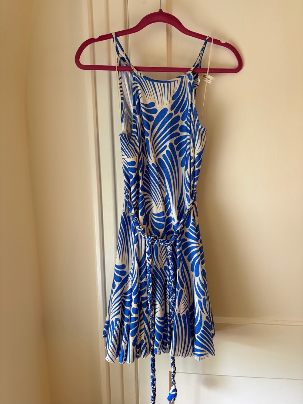 mahina Blue and White Striped Spaghetti Strap Dress